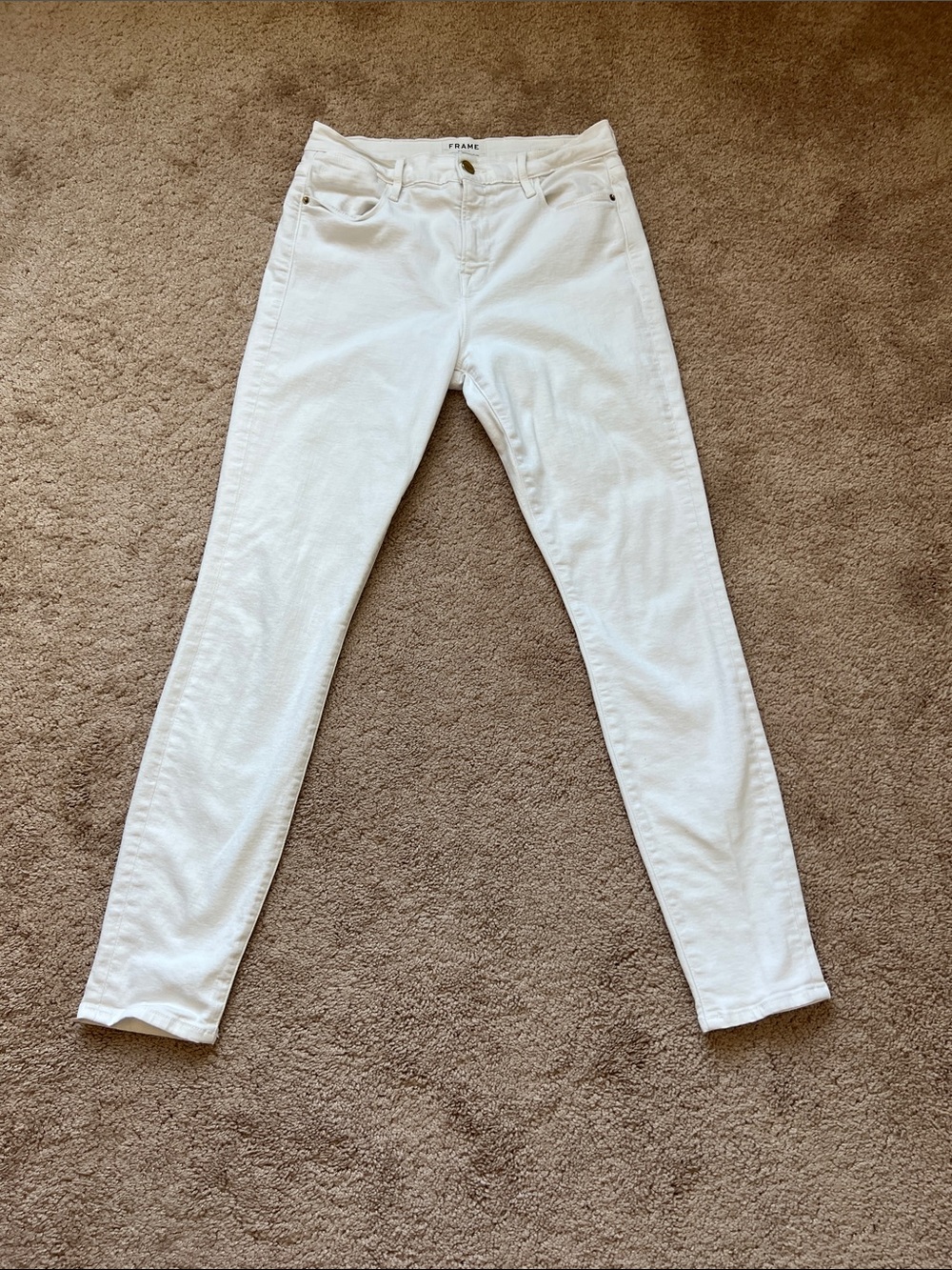 Frame Denim Le High Skinny White Jeans